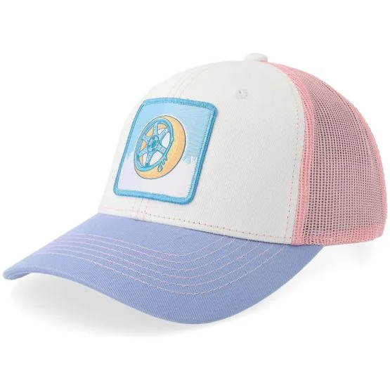 Gearshift - White trucker Caps - Blue Doughnut Rim White/Pink/Skye Blue Trucker @ Hatstore