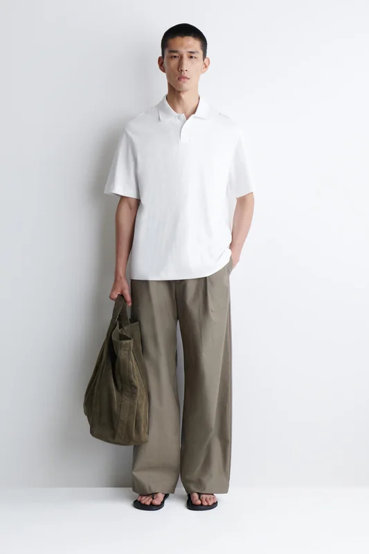 COS Homme Polo En Coton Interlock in Blanc