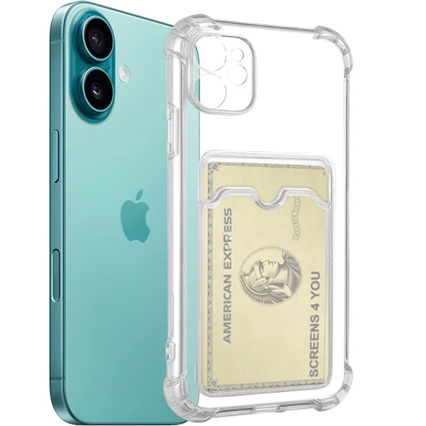 Transparent iPhone 16 Plus Skal med Korthållare och Kameraskydd - Extra Stöttåligt