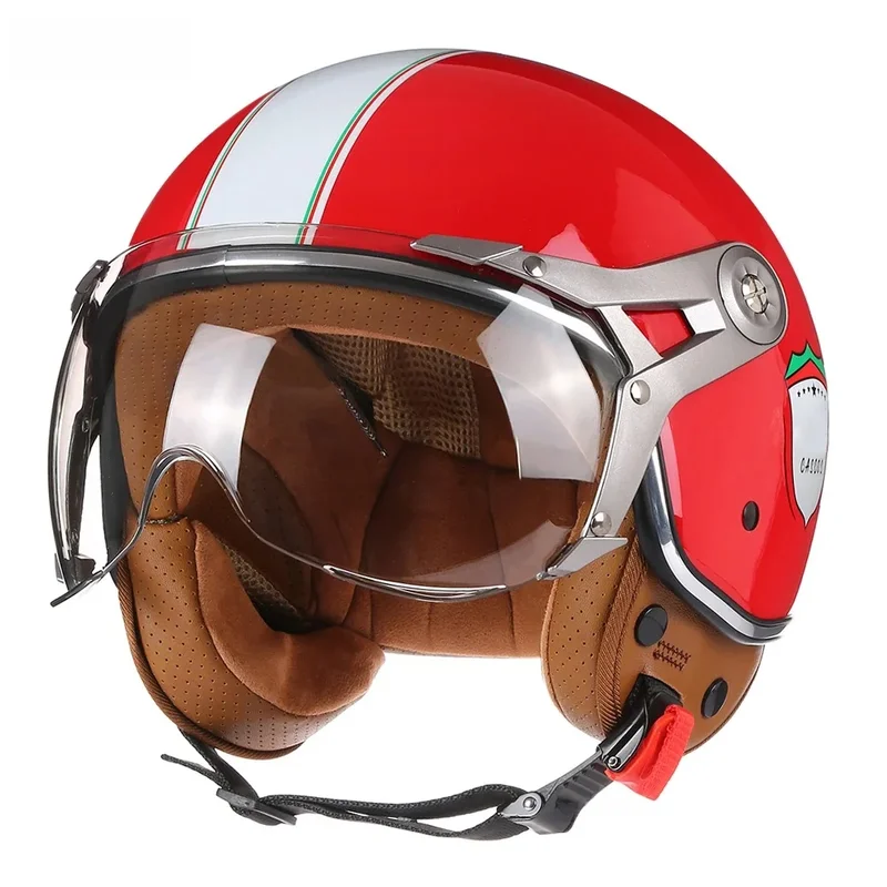 AliExpress - Casque de Moto Vintage BLD Jet avec visière Moto équitation 3/4 demi-casque ouvert rétro Scooter Capacete Moto