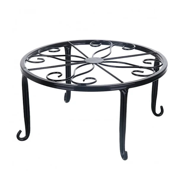 Plantestativ i smijern Blomsterstativ Balkong Blomsterpotteholder Slitesterk rund metallhylle Hjemmehage Innendørsdisplay Bonsaiholder svart