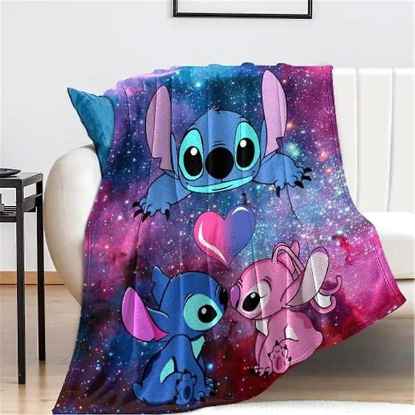 Lilo & Stitch -sarjakuva painettu peitto pehmeä lämmin fleece flanelli peitto sänky sohva auto peitto syntymäpäivä Stitch fani lahjat E 130x150cm