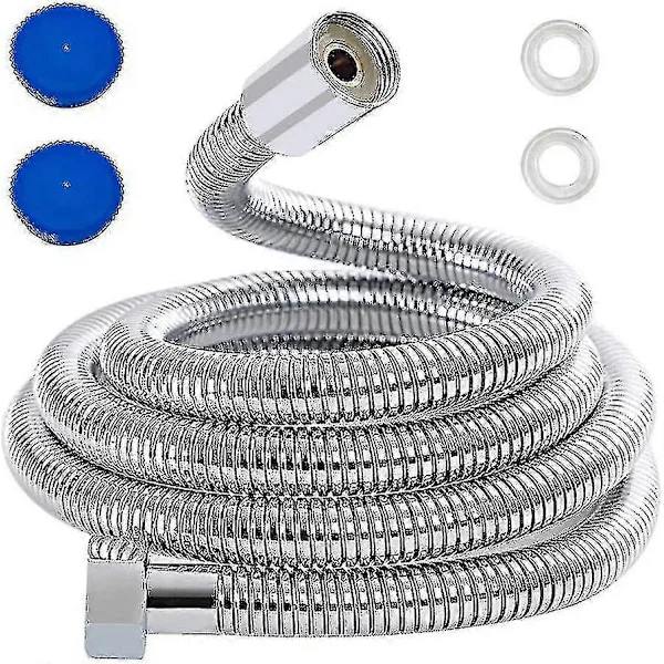 3m Duschslang, Duschslang i rostfritt stål, extra lång duschslang med brickor, krom (3m/118 tum)