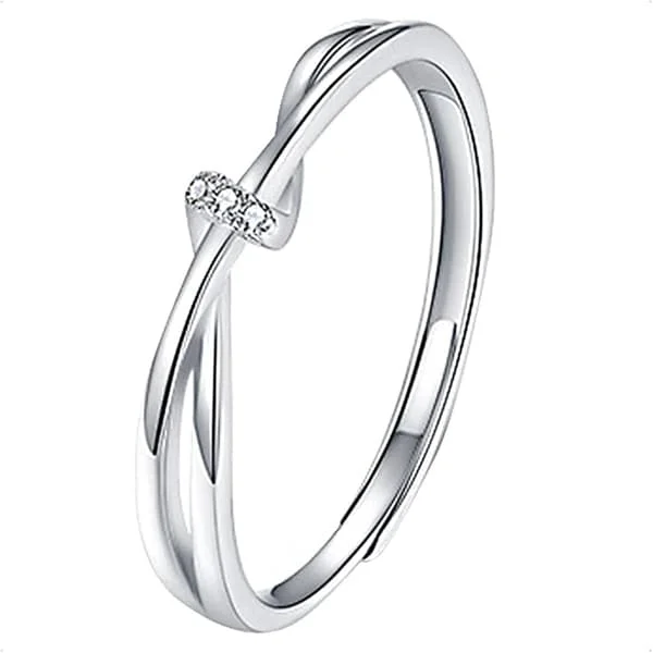 Dame 925 Sølv Fidget Ring Tommelring Justerbar med Cubic Zirconia Tåring Pekefingerring