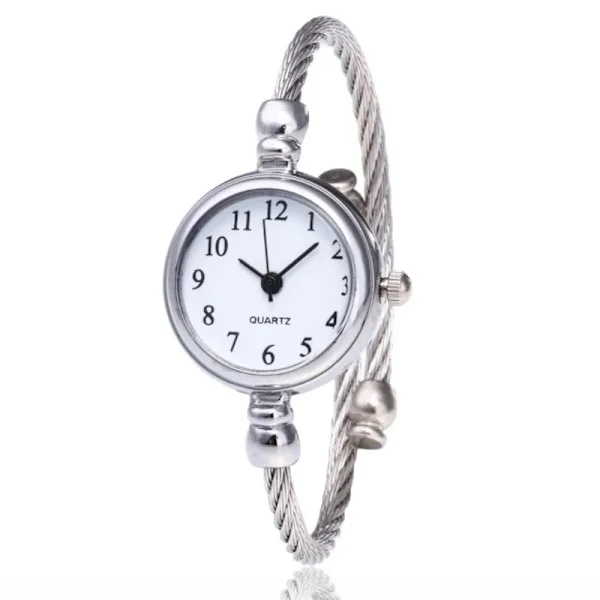 Litet Guld Armband Lyxklocka Rostfritt Stål Retro Dam Quartz Armbandsur Mode Casual Klänning Damklockor