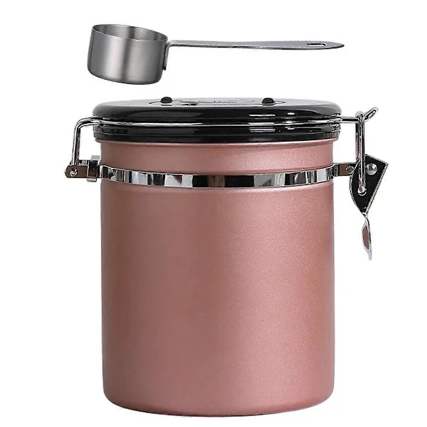1,5L Bronze-colored Stainless Steel Airtight Coffee Canister with Date Tracker For Coffee, Vacuum Sealed Airtight Container