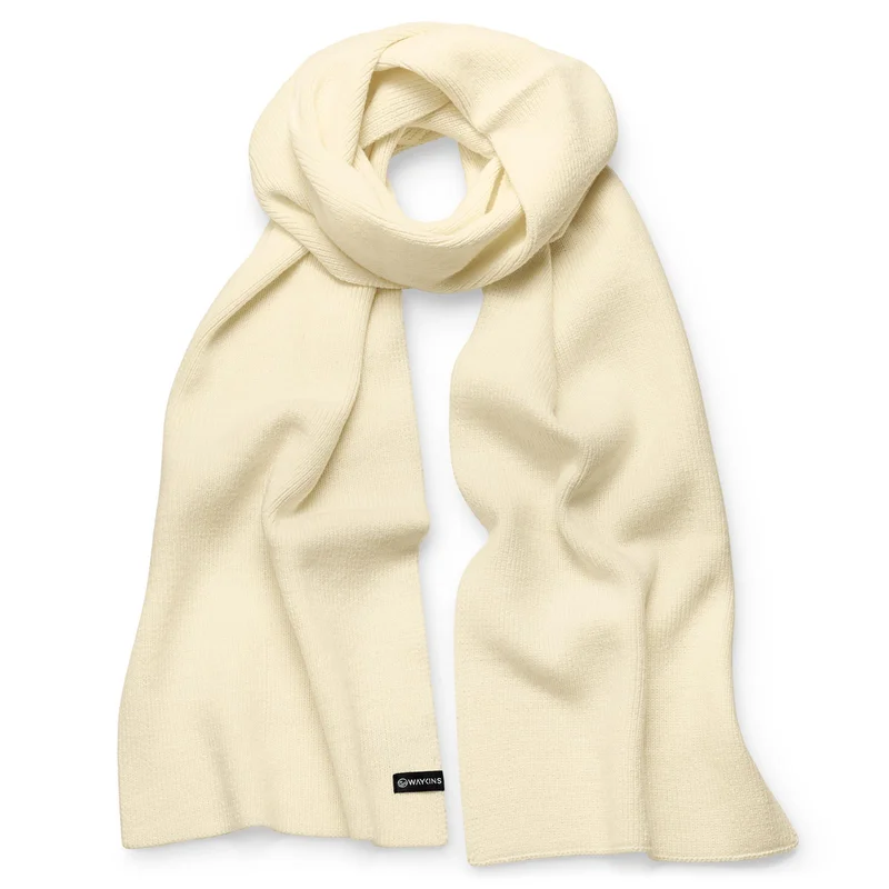 Baltic | Off-white Fine Knitted Acrylic Scarf for Men - Winter Scarves