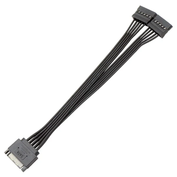 PC Server Dator Hårddisk 15Pin Sata 1 Hane till 2 Hona Splitter Strömkabel Sladd 18AWG
