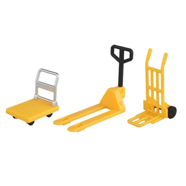 Miniature Dollhouse Accessories Platform Cart Forklift Hand Truck Set Dollhouse Scene Ornaments Mini Flat Cart Pallet Truck Dolly Simula Yellow