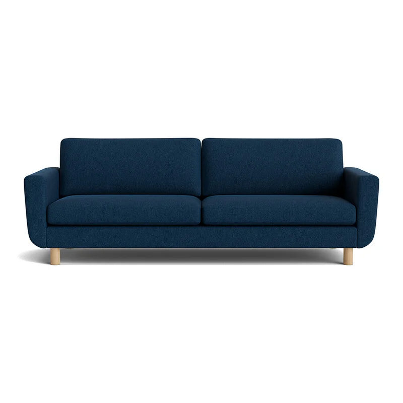 Haven 3-Sitzer-Sofa in Aragon Blau, einfarbig, skandinavisches Design, hoher Sitzkomfort, zeitlose Optik, robuste Bauweise, 86cm Tiefe.