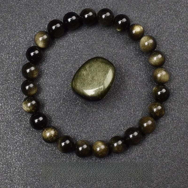 AliExpress - Natuurlijke Gouden Obsidiaan Steen Kralen Armband Mannen Vrouwen Gouden Licht Regenboog Obsidiaan Ruwe Steen Ronde Kraal Natuurlijke 