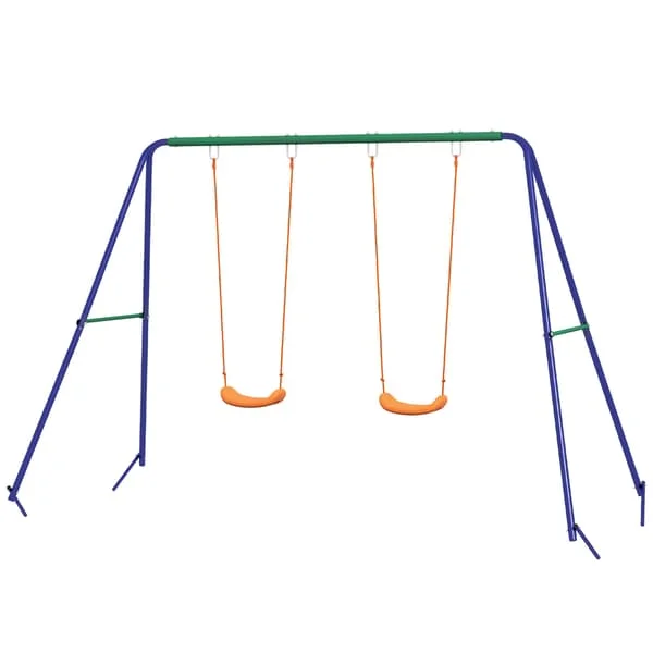Gungställning För Barn, Gungställning Med 2 Gungor, Gungställning, Trädgårdsgunga För Två Barn 3-8 År, Stål, 2,69 X 1,6 X 1,8 M