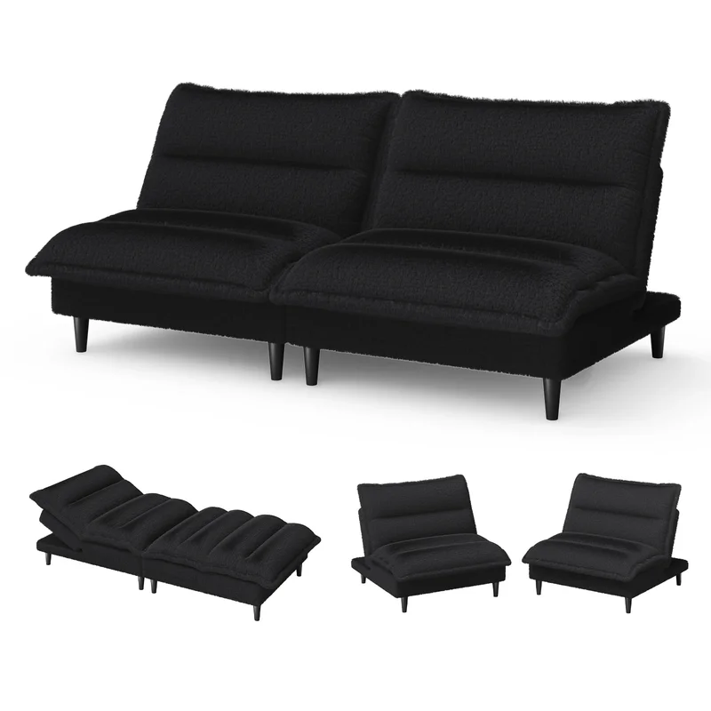 AliExpress - Konvertierbares Schlafsofa Einzel-/Doppelsitz Milchvelours-Stoff Verstellbare Rückenlehne Drei-in-Eins Schlafsofa