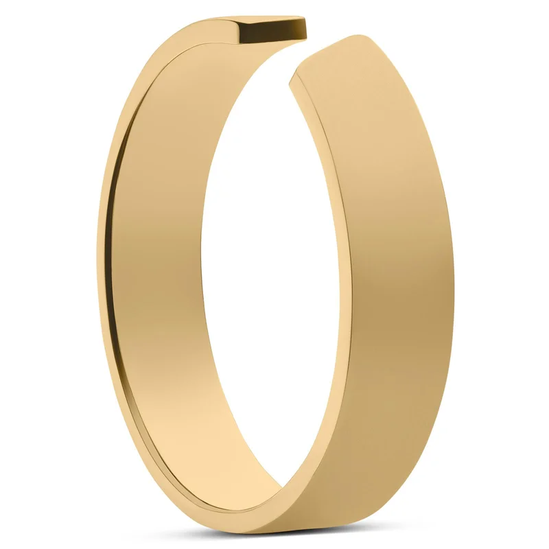 Anillo de acero inoxidable ajustable en tono dorado pulido de 5 mm para hombres - Anillos de acero