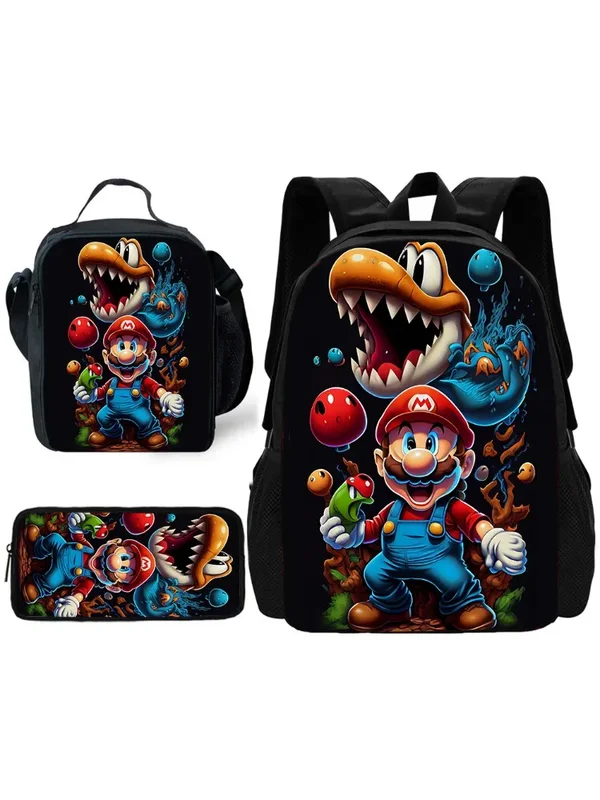 AliExpress - Child School Anime Game Crazy M-M-Marios Backpack with Lunch Bags ,Pencil Bags ,School Bags for Boys Girls Best Gift
