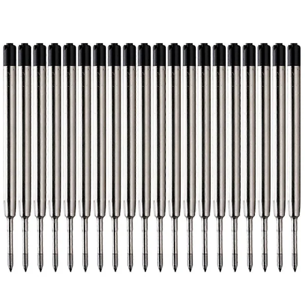 20 stk. 9,9 cm Medium Spiss Svart Blekk Kulepenn Patroner for Parker Penner (FMY)