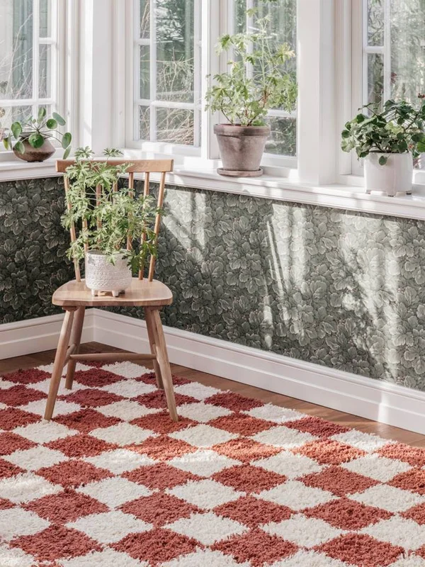 Checkered Small Chessie Rug - Rust Red/Off White 100X160 Modern Style