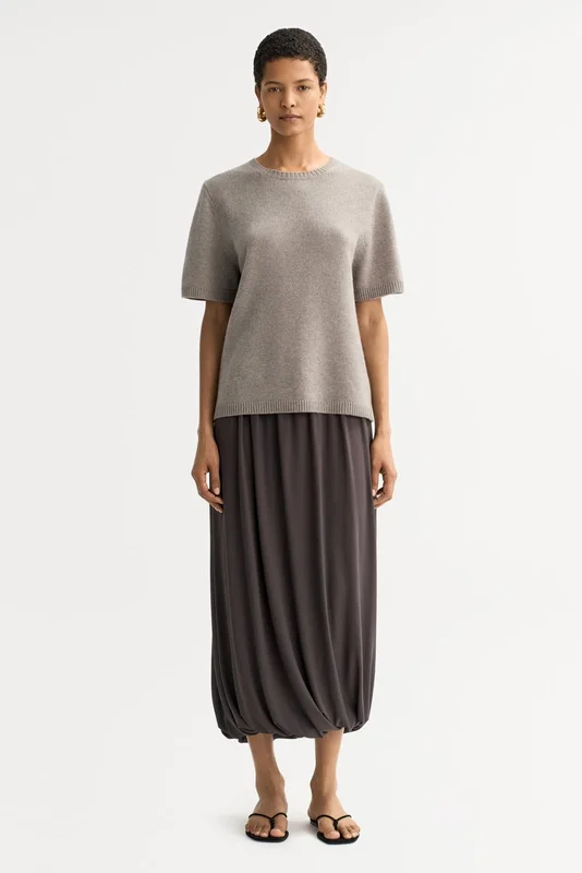 Soft Goat - Oversized t-shirt - Women cashmere sweater - XS - Greige