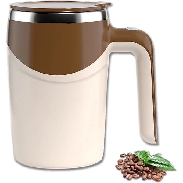 Genopladeligt Selvrørende Krus, Selvrørende Kaffekrus Automatisk Magnetisk Rørende Kaffekrus Selvblendende Kaffekrus Roterende Brun