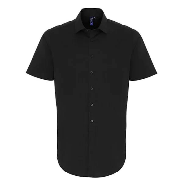 Premier Mens Poplin Stretch Short-Sleeved Shirt XL Black