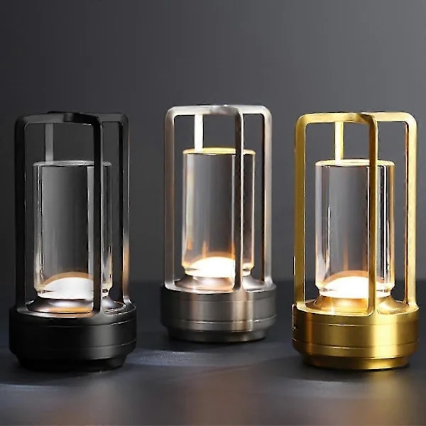 WJTG Kristalllykta Lampa, Kristallbordslampa Uppladdningsbar, Kristall Touch Lampa, Portabel LED Skrivbordslampa, Sladdlös BordslampaJ Guld