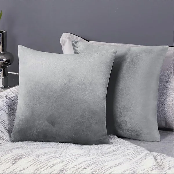 2-pack Crushed Velvet Cushion Covers 50cm x 50cm Decorative Pillows for Garden Chairs with Invisible Zipper Grey