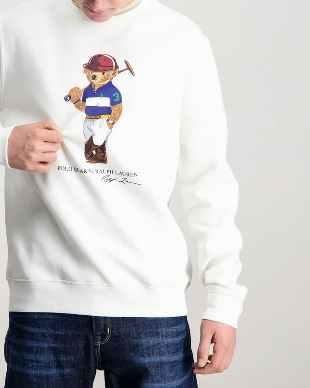 Polo Ralph Lauren Polo Bear Fleece Sweatshirt Blanc Pulls Garçon - Kids Brand Store