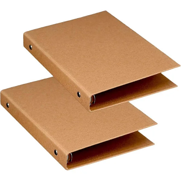 A5 6-rings perm, A5 ringpermmapper, A5 ringperm 6 hull, Kraft a5-mapper for å legge til brosjyrer, scrapbooking-papir, løse ark, 2 stk