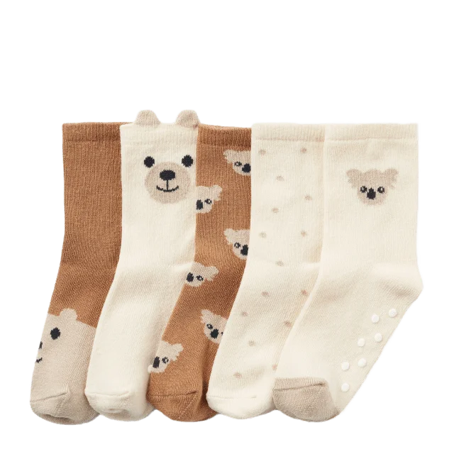 Åhléns Strumpor med halkskydd, 5-pack Baby stl. 50-86 Brun 13/15