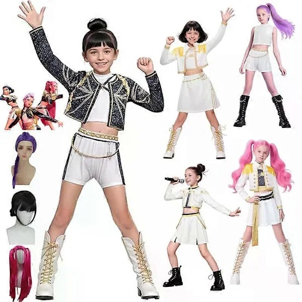 Barne Jenter Kpop Demon Hunters Cosplay Rumi Mira Zoey Fancy Kjole Kostyme Party Bursdagsantrekk