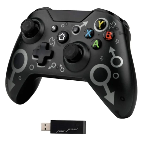 Trådlös Xbox One-handkontroll, Xbox-handkontroll med 2,4 GHz trådlös adapter, Xbox One X/Xbox One S/PS3 och PC (svart)(PA)