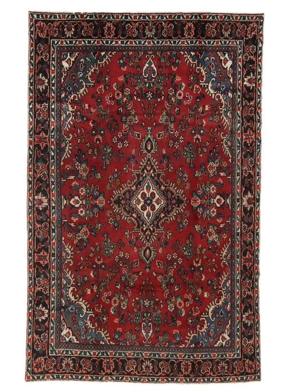 Noué À La Main D'orient Hamadan Tapis 200X290 Noir/Rouge Foncé