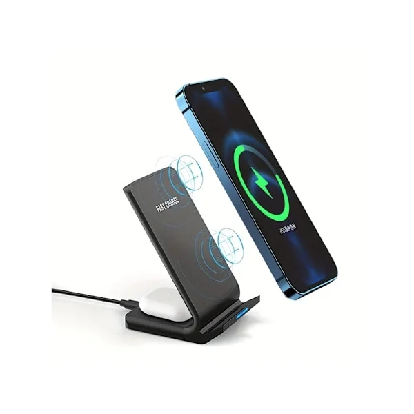 2-i-1 Trådlös Snabbladdare för Telefoner och Hörlurar iPhone, Samsung, Xiaomi [GPA]