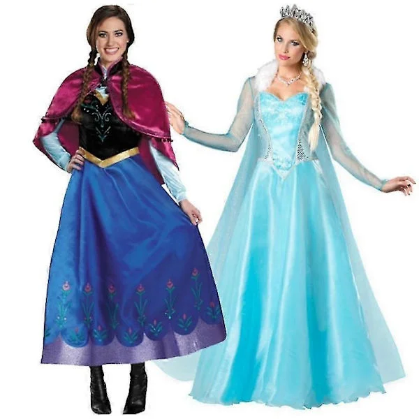 {xjxj} Aikuisten Prinsessa Anna Elsa -asu Joulu Cos Naamiaisasu - Elsa