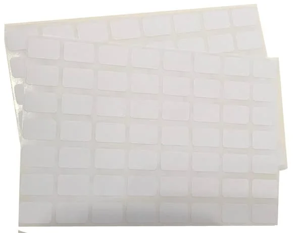10 ark med prislapper med klister, hvide, til butikker, 12x18 mm