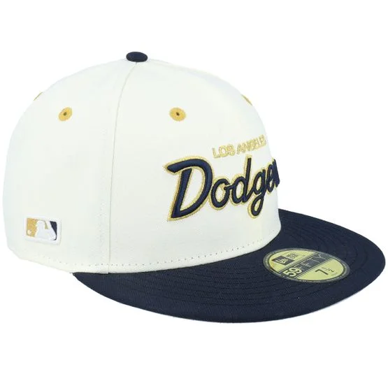 New Era - MLB Bílá fitted Kšiltovka - Los Angeles Dodgers Retro Vibes 59FIFTY Chrome/Navy Fitted @ Hatstore