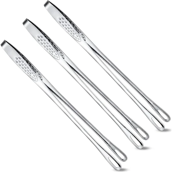 3 st rostfria grilltänger köksmatstänger pincett matlagningstång verktyg för sallad, fisk, biff, grill, buffé, grill (9,4 tum)