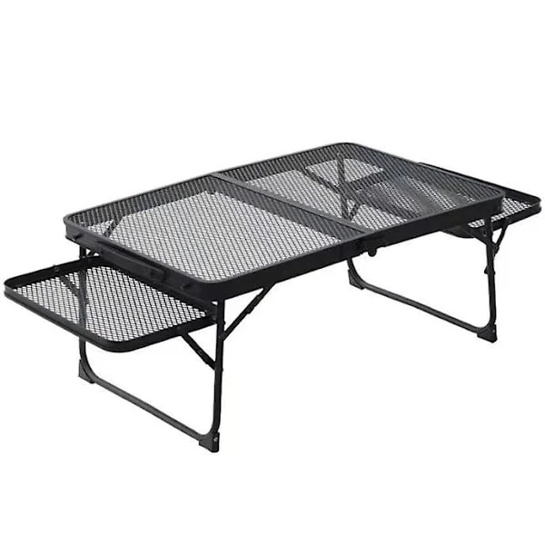 Utomhus hopfällbart bord camping lyftstativ camping bärbar picknick 60*40 med sidobord (skicka förvaringsväska)