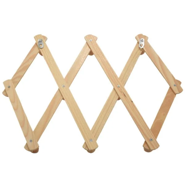 Accordion Wall Hanger 10 Hooks 2-Pack Natural Wood Expandable Accordion Coat Rack Hanger 2 pcs
