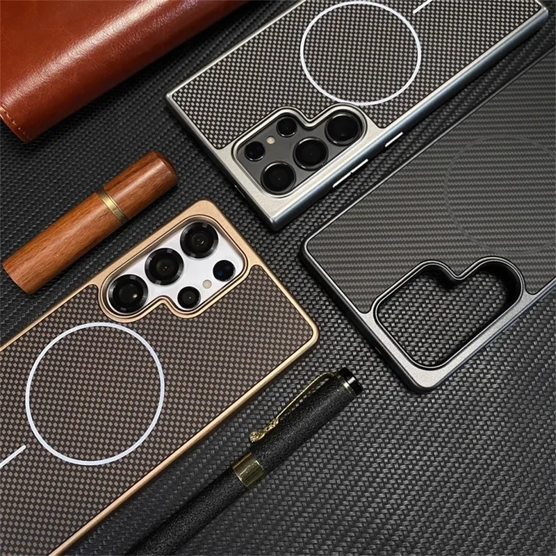 AliExpress - Luxuriöse magnetische Hülle mit Kohlefasermuster für Samsung Galaxy S26 S25 Ultra S24 S23 Plus, stoßfeste, weiche kabellose Ladeabdeckung