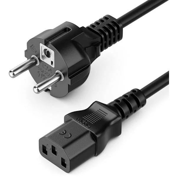 1,5 m strømkabel Schuko type F (CEE 7/4) til kaldkontakt C13-uttak PC-datamaskin skjerm skriver