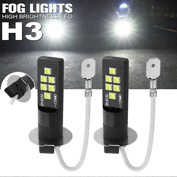 LED-Dimljus för bil 80W Par Strålkastare Glödlampor H3 LED-lampa 6000-6500K DRL Körlampa