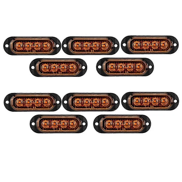 【NX】10 stk. 12V-24V 4LED Bil Sidemarkeringslys Blinklys Sidemarkeringslys Baglygter Kompatibel med Trailere Lastbiler Gul