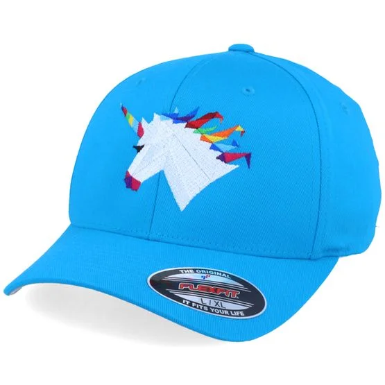 Origami - Ble flexfit Czapka Z Daszkiem - Rainbow Paper Unicorn Aqua Stretch Fit @ Hatstore