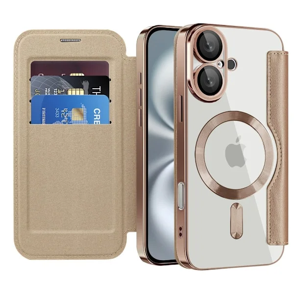 Etui til iPhone 13 Pro Desert Gold [med magnetisk sugefunksjon] ins lammeskinn diamant full lær
