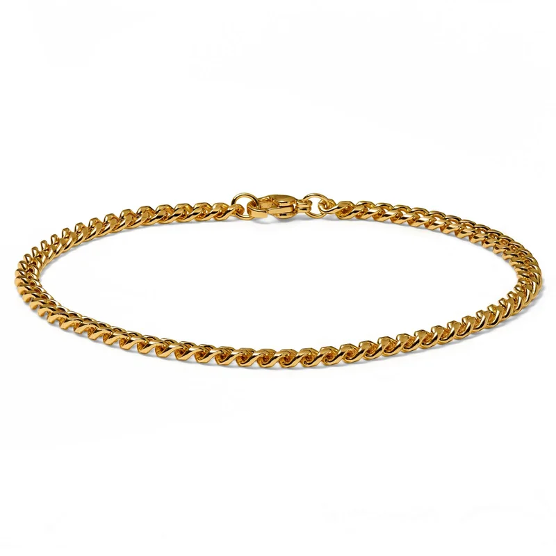 4 mm Gold-tone Chain Bracelet for Men - Steel bracelets