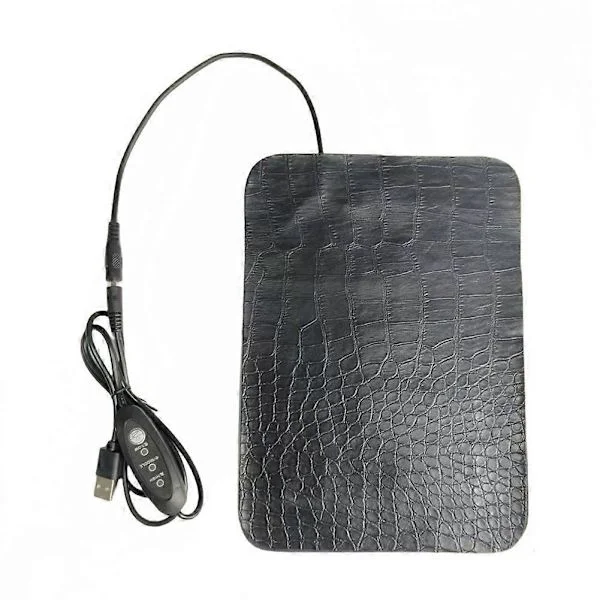 USB Läder Reptil Värmedyna för Reptiler och Sköldpaddor, Reptil Värmedyna med Justerbar 3-Nivå Temperatur, Vattentät 22x15CM