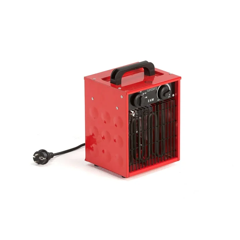 Bärbar byggfläkt 2 kW - Reglerbar termostat, Robust stålskal