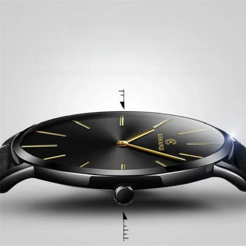 AliExpress - 2025 luxe hommes d'affaires montres hommes montre en or Ultra mince hommes montres en cuir montre à Quartz homme montre-bracelet horloge 