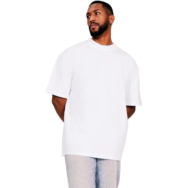 Casual Classics Mens Ringspun Cotton Extended Neckline Tall Oversized T-Shirt L Vit